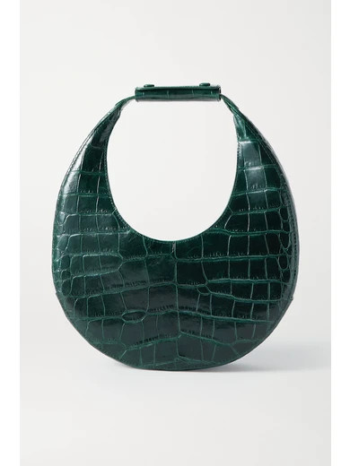 STAUD - Moon Croc-effect Leather Tote - Emerald | NET-A-PORTER (US)