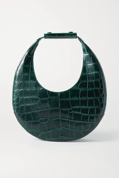 STAUD - Moon Croc-effect Leather Tote - Emerald | NET-A-PORTER (US)