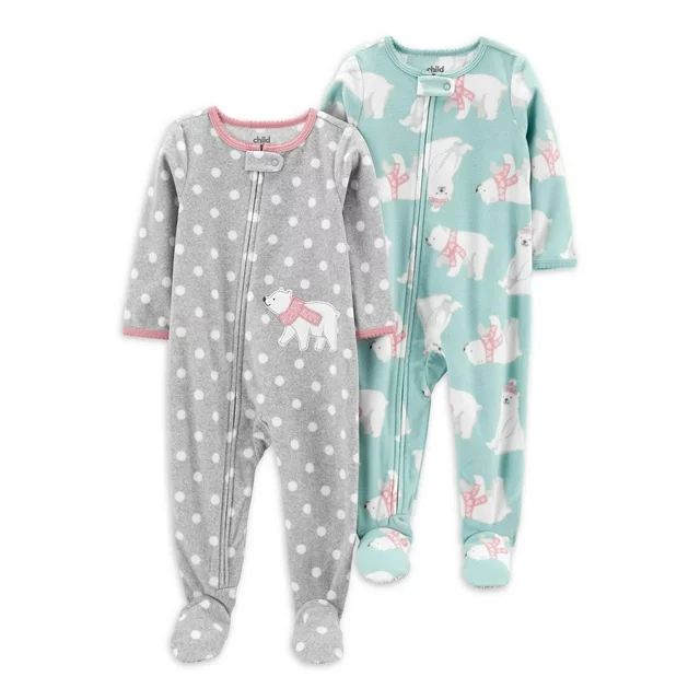 Carter's Child of Mine Baby and Toddler Girl One-Piece Pajamas, 2-Pack, Size 12M-5T | Walmart (US)