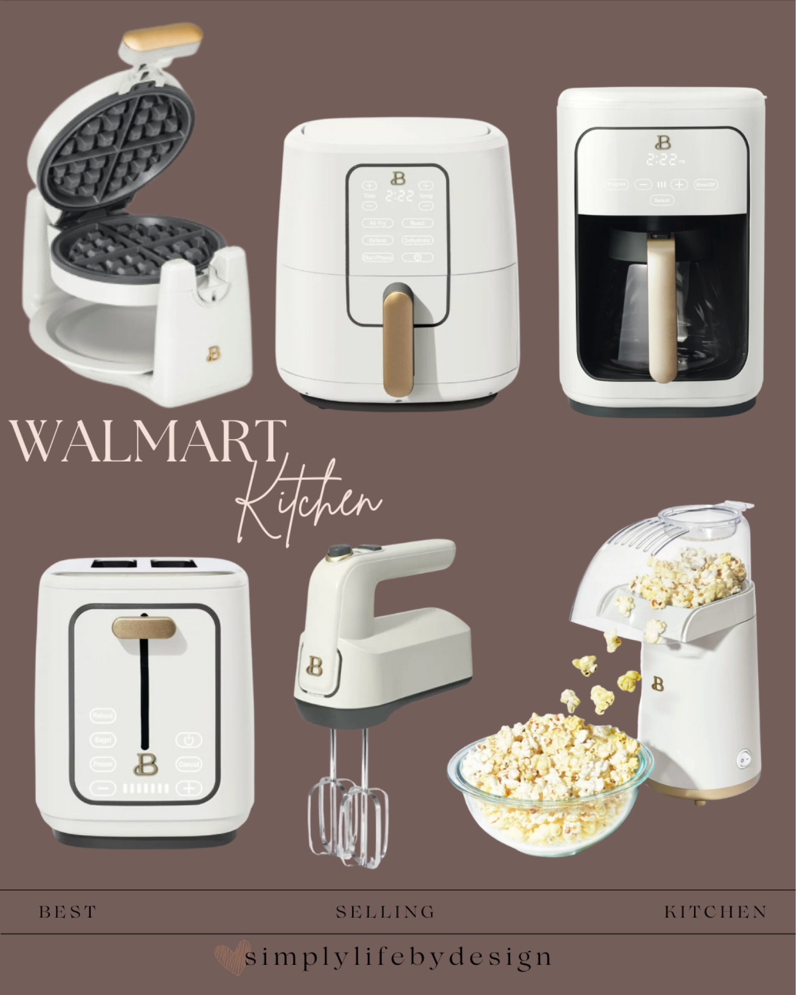 You won’t believe these kitchen small appliances are found at Walmart. The beautiful line has this white icing color and so many others to choose from to match your aesthetic. I have and love so many from this line.

Rotating waffle maker
Air fryer
Coffee maker
Blender
Popcorn maker

#LTKHome #LTKSaleAlert #LTKFindsUnder50