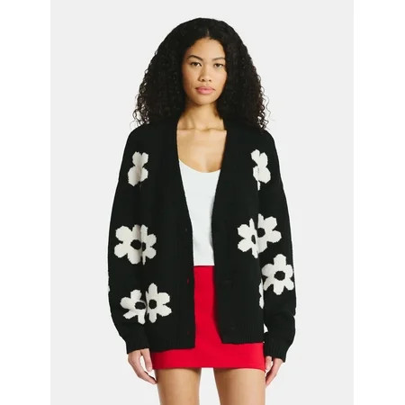 No Boundaries Button-Front Cardigan, Women's | Walmart (US)
