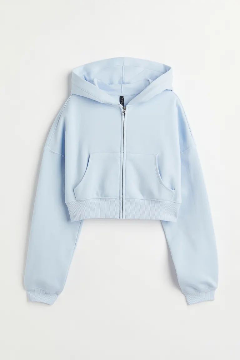 Hooded Crop Sweatshirt Jacket | H&M (US + CA)