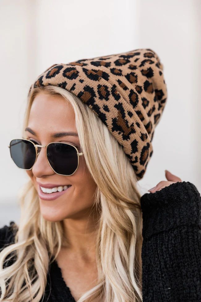 You'll Be Mine Brown Animal Print Beanie SALE | The Pink Lily Boutique