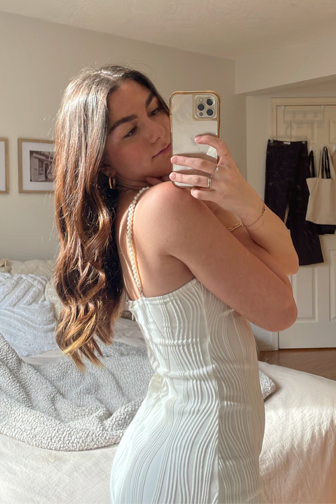 white dress outfit, pearls, classy outfit

#LTKfit #LTKunder50