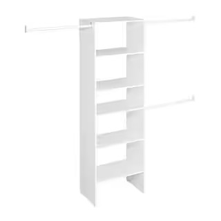 Selectives 60 in. W - 120 in. W White Reach-In Tower Wall Mount 6-Shelf Wood Closet System | The Home Depot