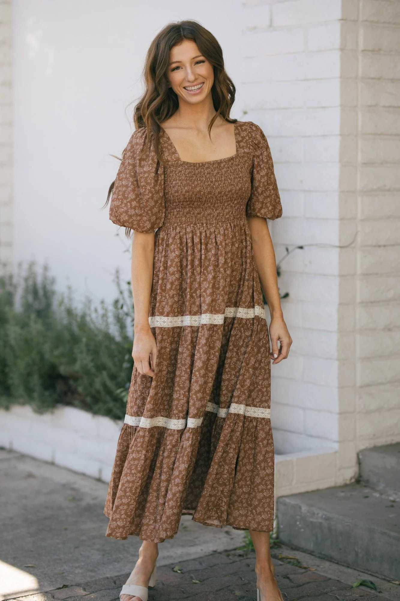 Heidi Puff Sleeve Square Neck Dress | Morning Lavender