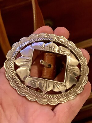 BRIGHTON BROWN LEATHER BELT MEDALLION Sunflower Concho western Size 25-29 Small  | eBay | eBay US