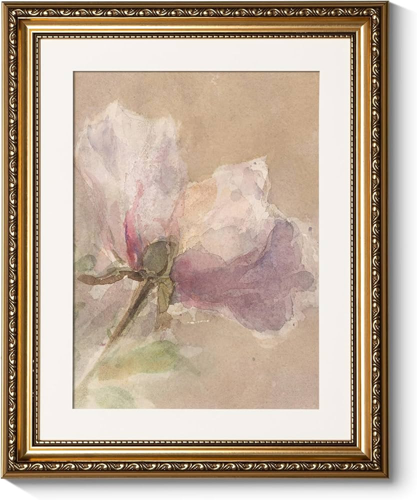 ARPEOTCY Vintage Gold Framed Wall Art, Retro Watercolor Still life Withered Rose Canvas Prints Ar... | Amazon (US)