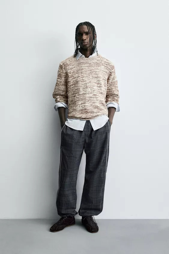 CONTRAST PLAID TECHNICAL JOGGER PANTS | Zara US