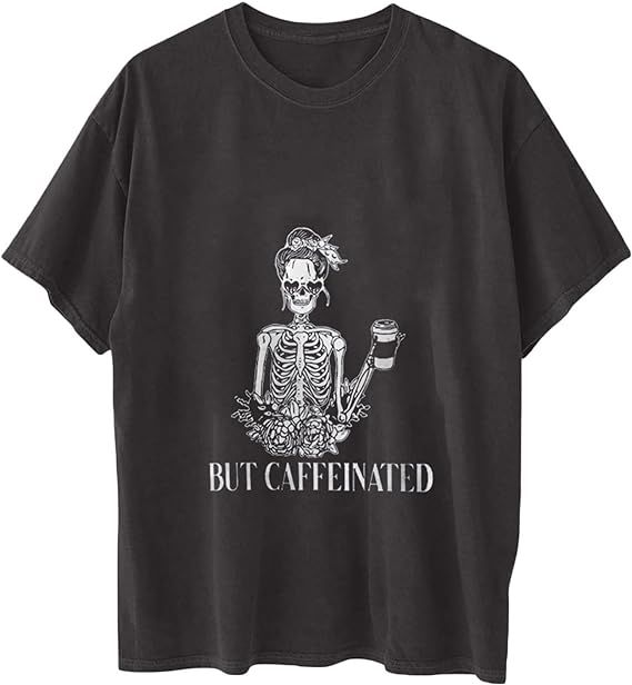 Western Halloween Shirts for Women Skeleton Graphic Tshirts Short Sleeve Grunge Clothes Oversized... | Amazon (US)