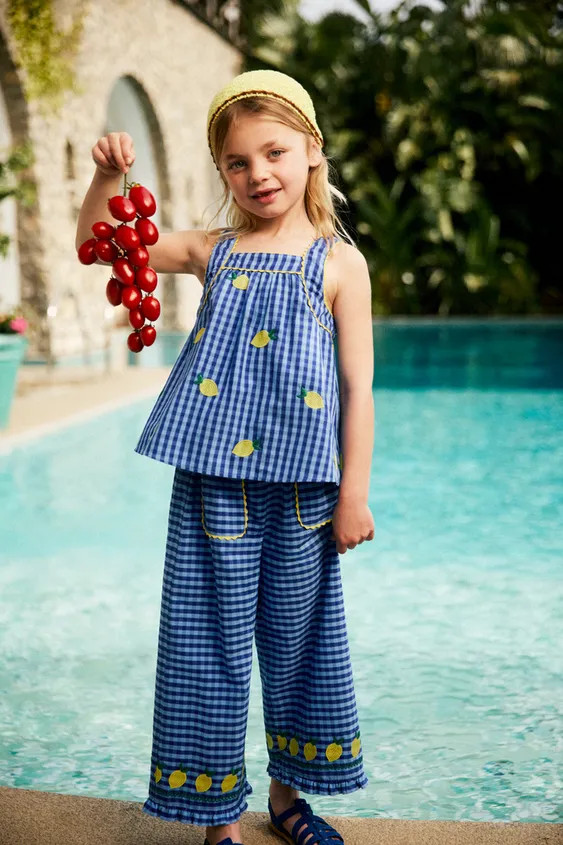 EMBROIDERED LEMON GINGHAM CULOTTES CASA LAWA X ZARA KIDS | Zara US