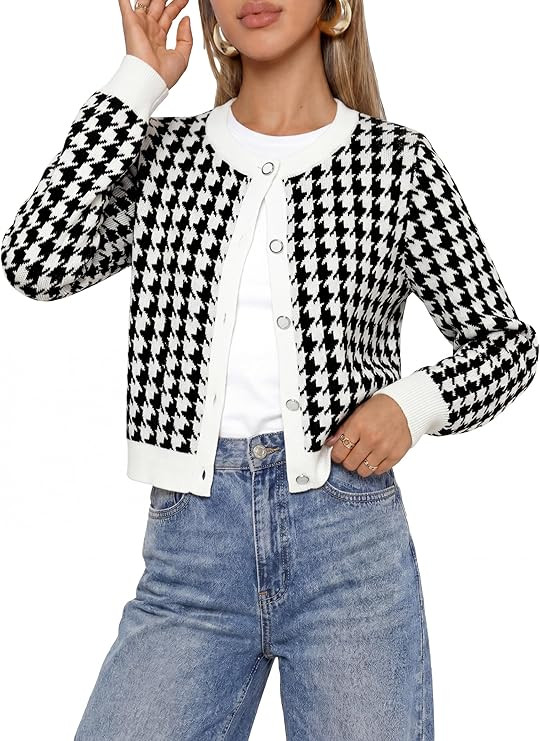 Arach&Cloz 100% Cotton Cropped Cardigan for Women Button Up Lightweight Sweater Business Casual O... | Amazon (US)