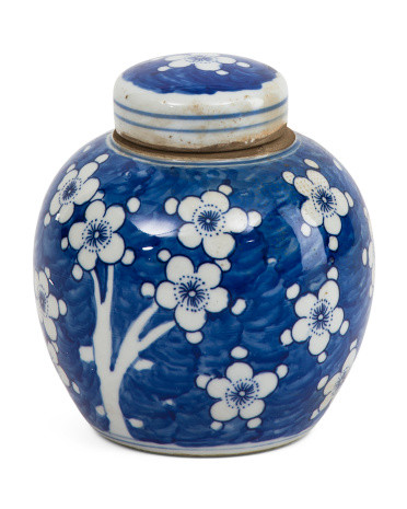 6x6.5 Porcelain Plum Petal Mini Jar With Lid | TJ Maxx