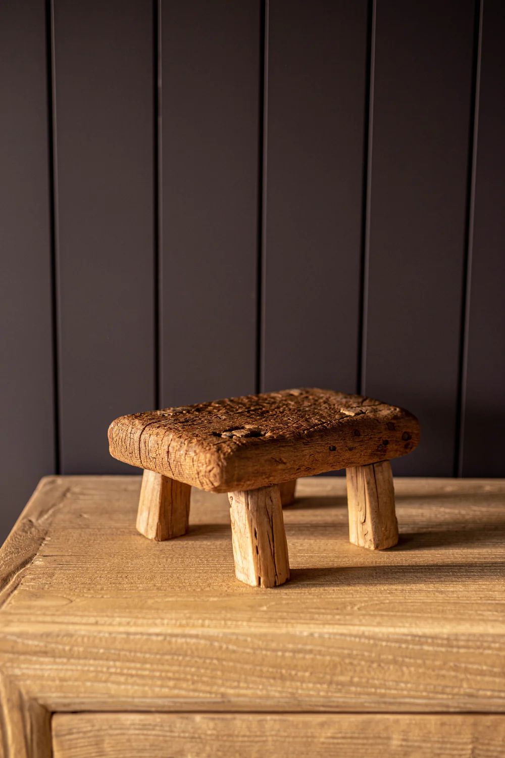 Vintage Stubby Small Wooden Stool | Luxe B Co