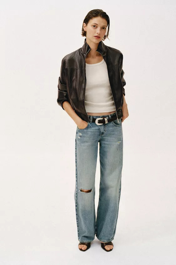 CROPPED FAUX LEATHER BOMBER JACKET | Zara US