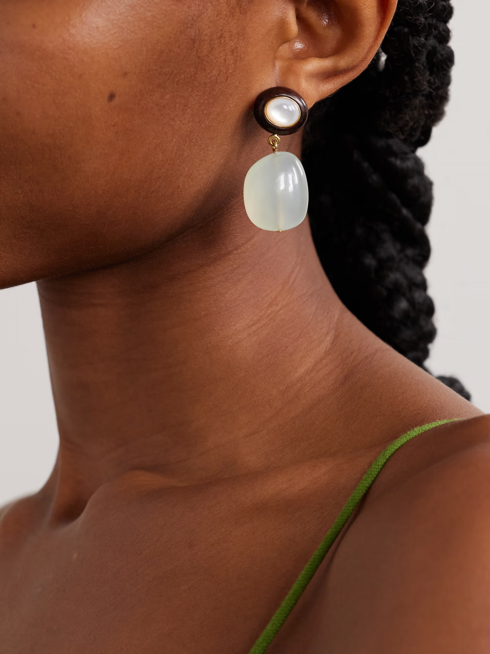 Laurel gold-plated, wood, chalcedony and mother-of-pearl earrings | NET-A-PORTER (US)