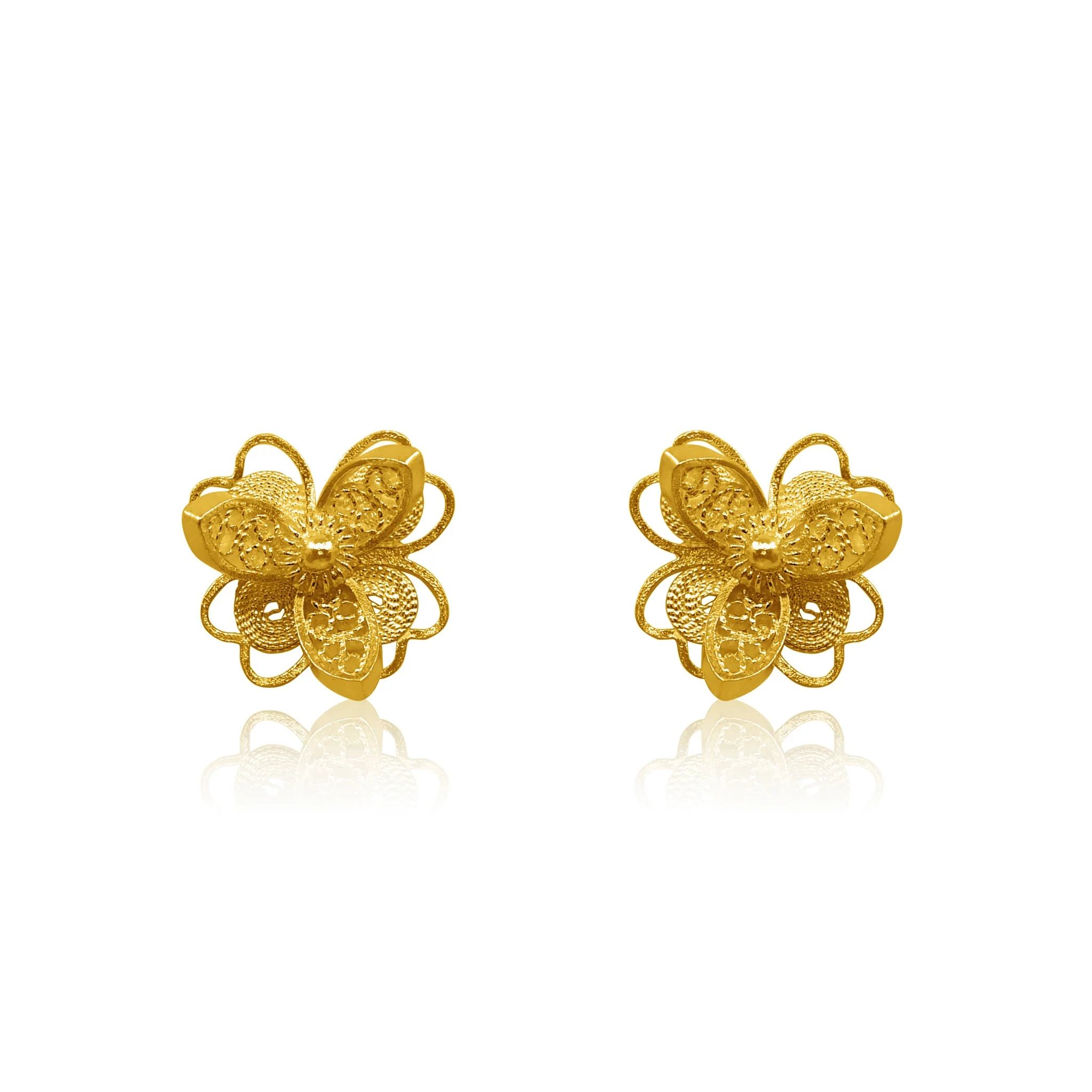 LOTUS GOLD STUD EARRINGS FILIGREE | Olmox Jewelry