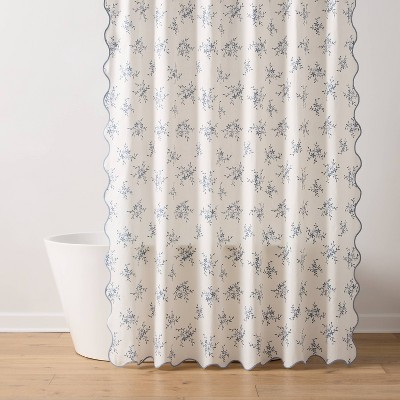 Botanical Floral Scallop Dorm Shower Curtain Blue - Threshold\u2122 | Target