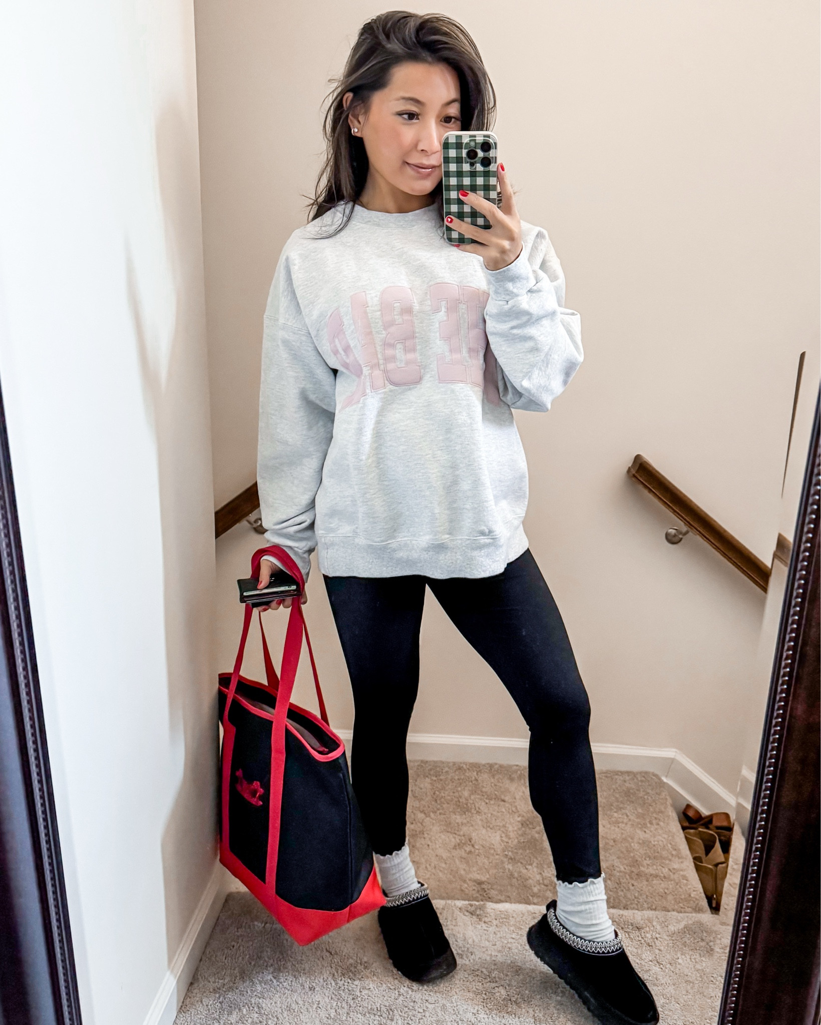 The Bar sweatshirt- wearing size large, love it oversized. 

Amazon maternity leggings- wearing size Small. one of my favorites to wear in third trimester. Belly area comes up really high and really comfy. There is no middle inseam. 

UGG Tasman slippers- I sized down in these but most ppl like to size up. I do have skinny feet and they do stretch over time. 

Maternity
Pregnancy 
Pregnant
Trimester
Bump style bump outfits
Bump friendly
Winter style
Trending
Cozy outfits
Amazon finds
Mom outfits
Motherhood
Family



#LTKPetite #LTKBaby #LTKBump