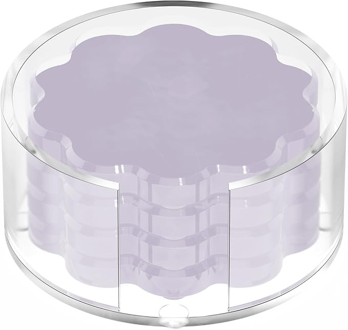 Scalloped Acrylic Drink Coaster Set 4‑Pack with Holder – Light Purple Minimalist Beverage Coa... | Amazon (US)