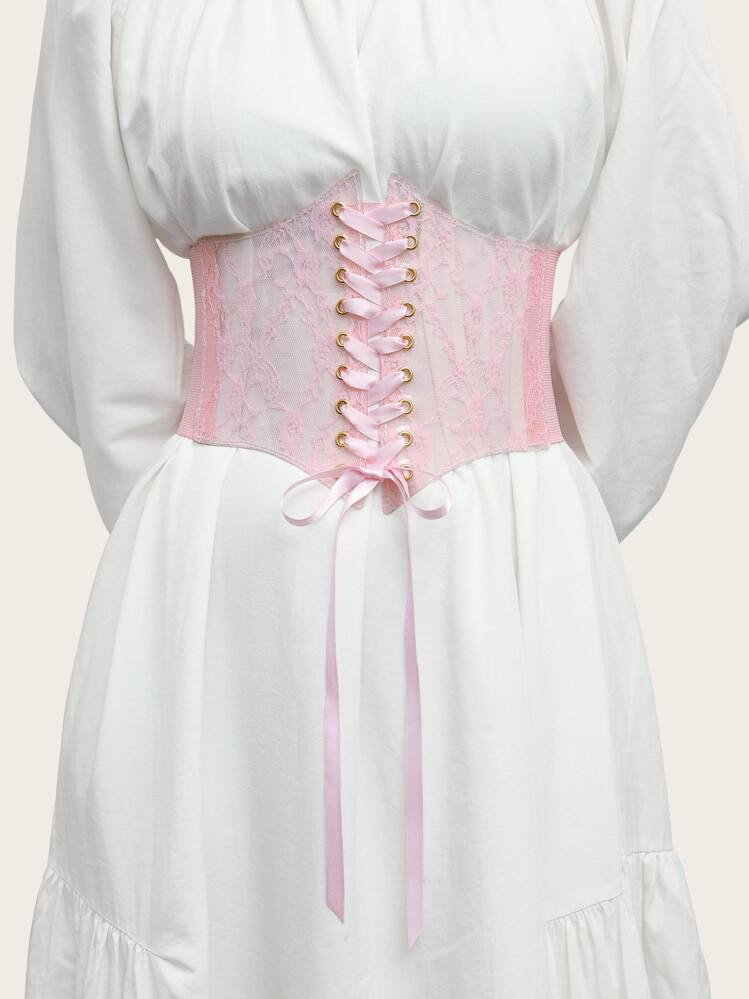 Lace Up Front Corset Belt Halloween Waist Trainer | SHEIN