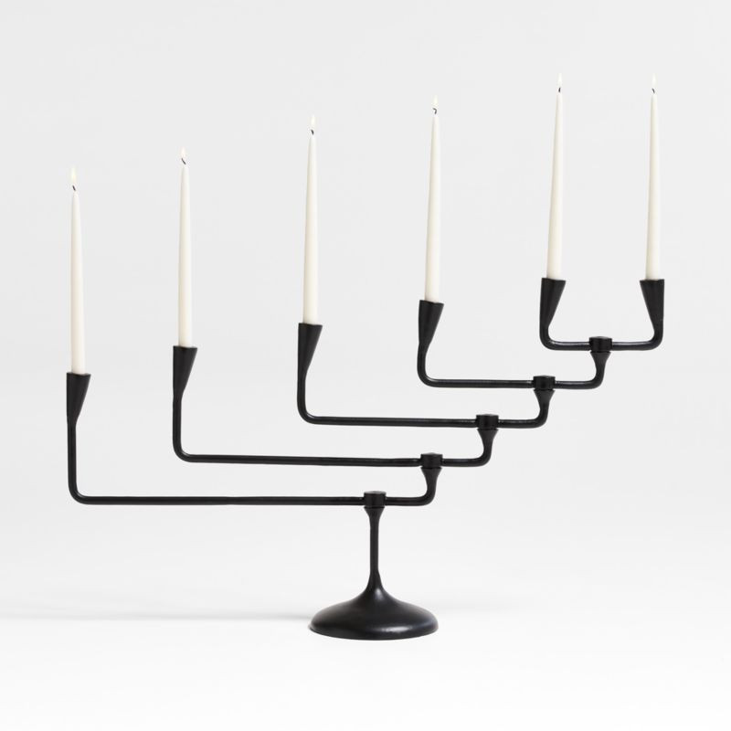 Black Cantilever Candelabra | Crate & Barrel | Crate & Barrel