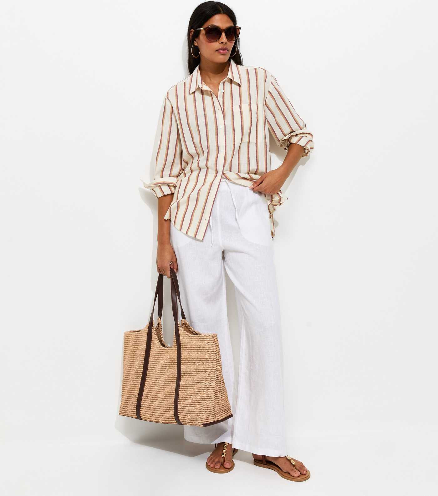 White Pure Linen Wide Leg Trousers | New Look | New Look (UK)