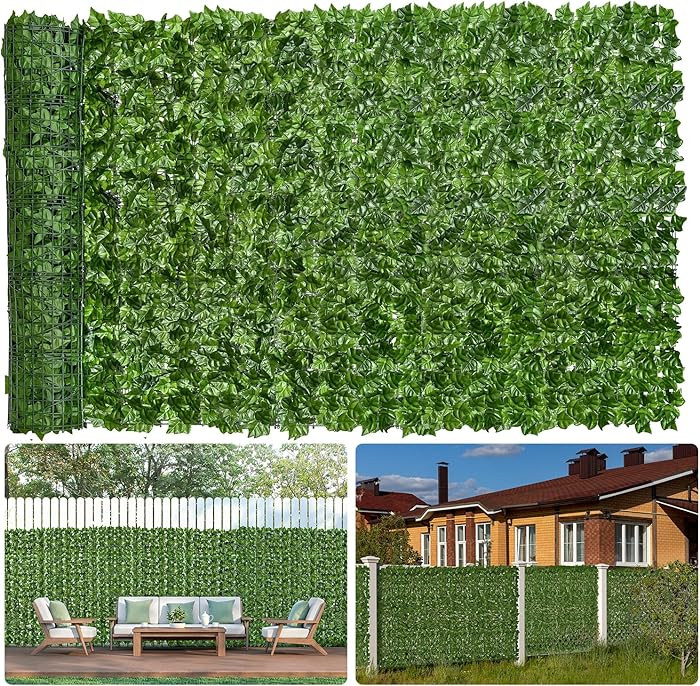 Faux Ivy Privacy Fence Screen 8PCS 20 x 20 Inch Artificial Faux Ivy Hedge Expandable Faux Privacy... | Amazon (US)