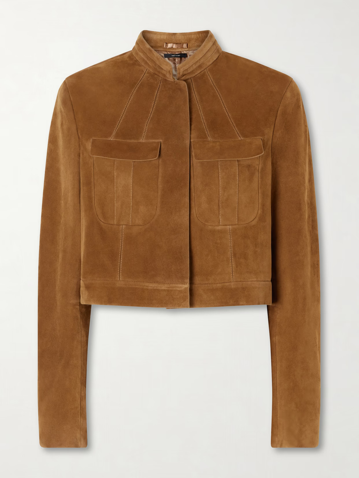 TOM FORD - Cropped Suede Jacket - Brown | NET-A-PORTER (US)