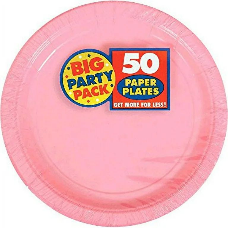 New Pink Paper Plate Big Party Pack, 50 Ct. | Walmart (US)