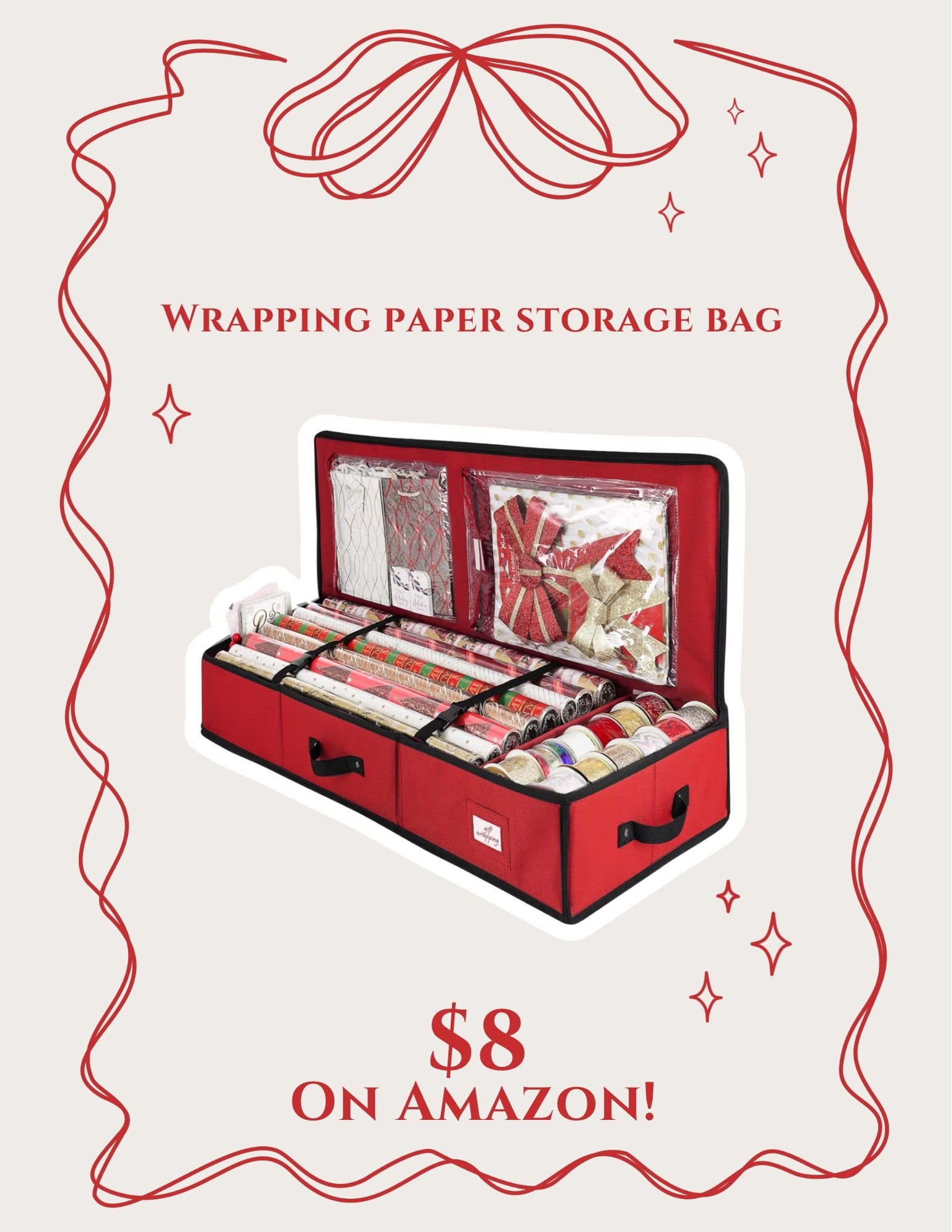 Medium sized wrapping paper storage bag for $8 on sale on amazon !

#LTKFindsUnder50 #LTKSaleAlert #LTKSeasonal