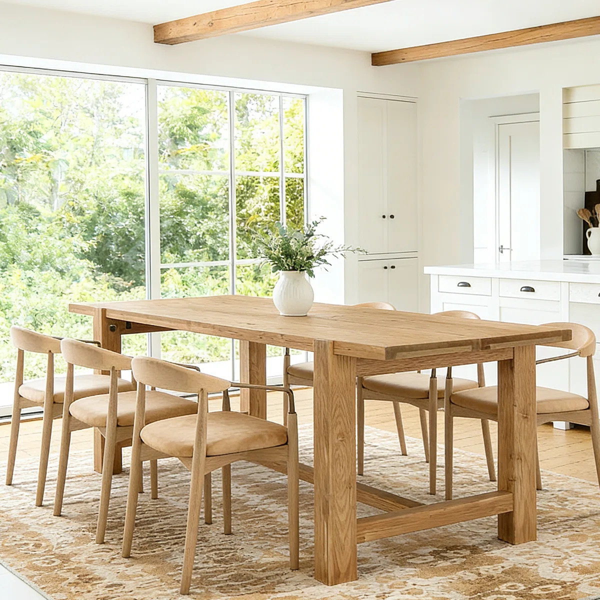 63-Inch Solid Wood Dining Table, Farmhouse Kitchen Table For Dining Room | Wayfair North America