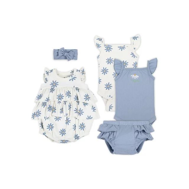 Little Star Organic Baby Girls 5Pc Mix and Match Gift Set, Size Newborn-12 Months - Walmart.com | Walmart (US)