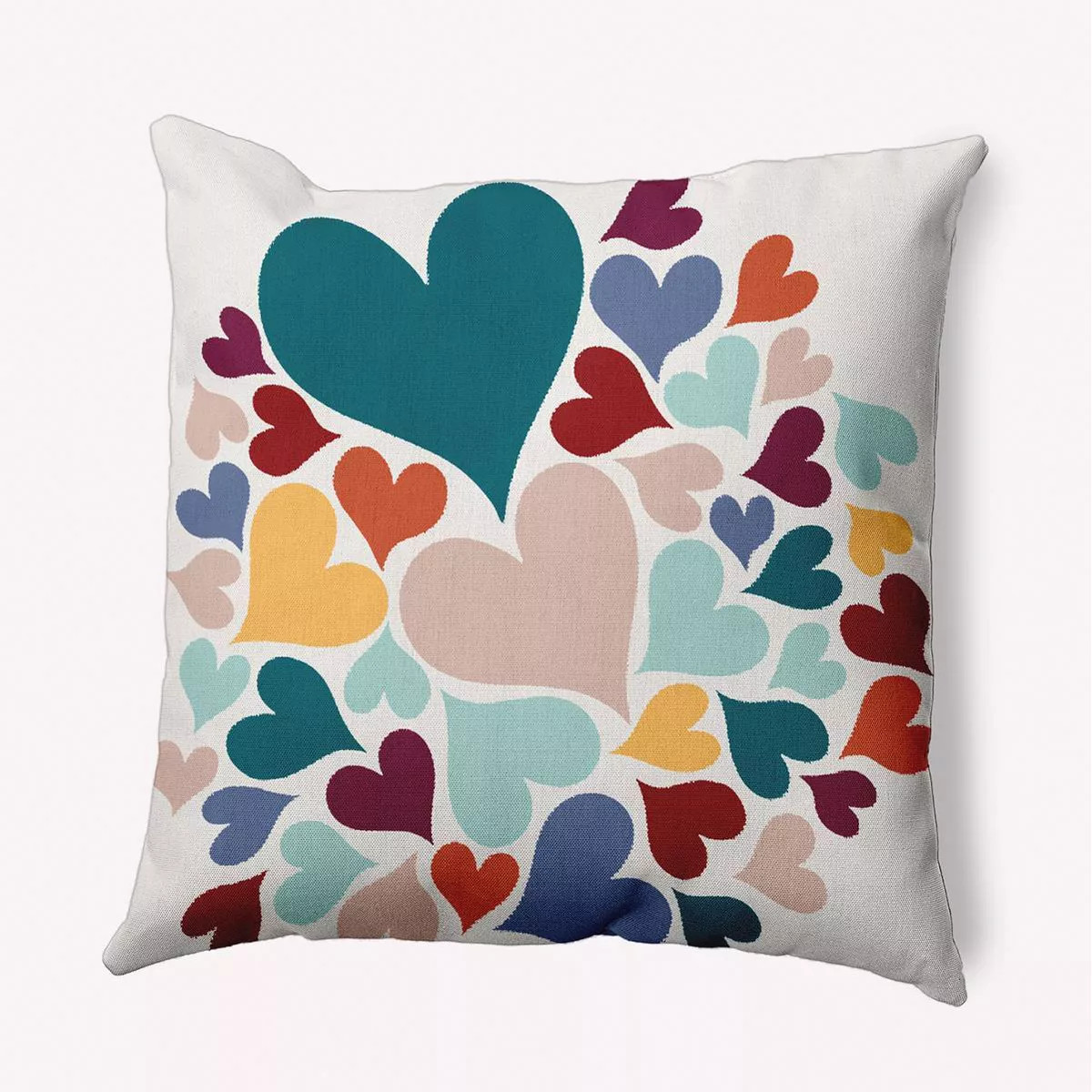 16"x16" Hearts All Around Valentines Square Throw Pillow Teal Blue/Ivory - e by design | Target
