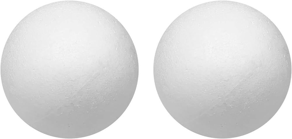 Crafjie 2PCS 6 Inches Craft Foam Balls, Smooth Foam Balls for Crafts, White Round Polystyrene Foam B | Amazon (US)