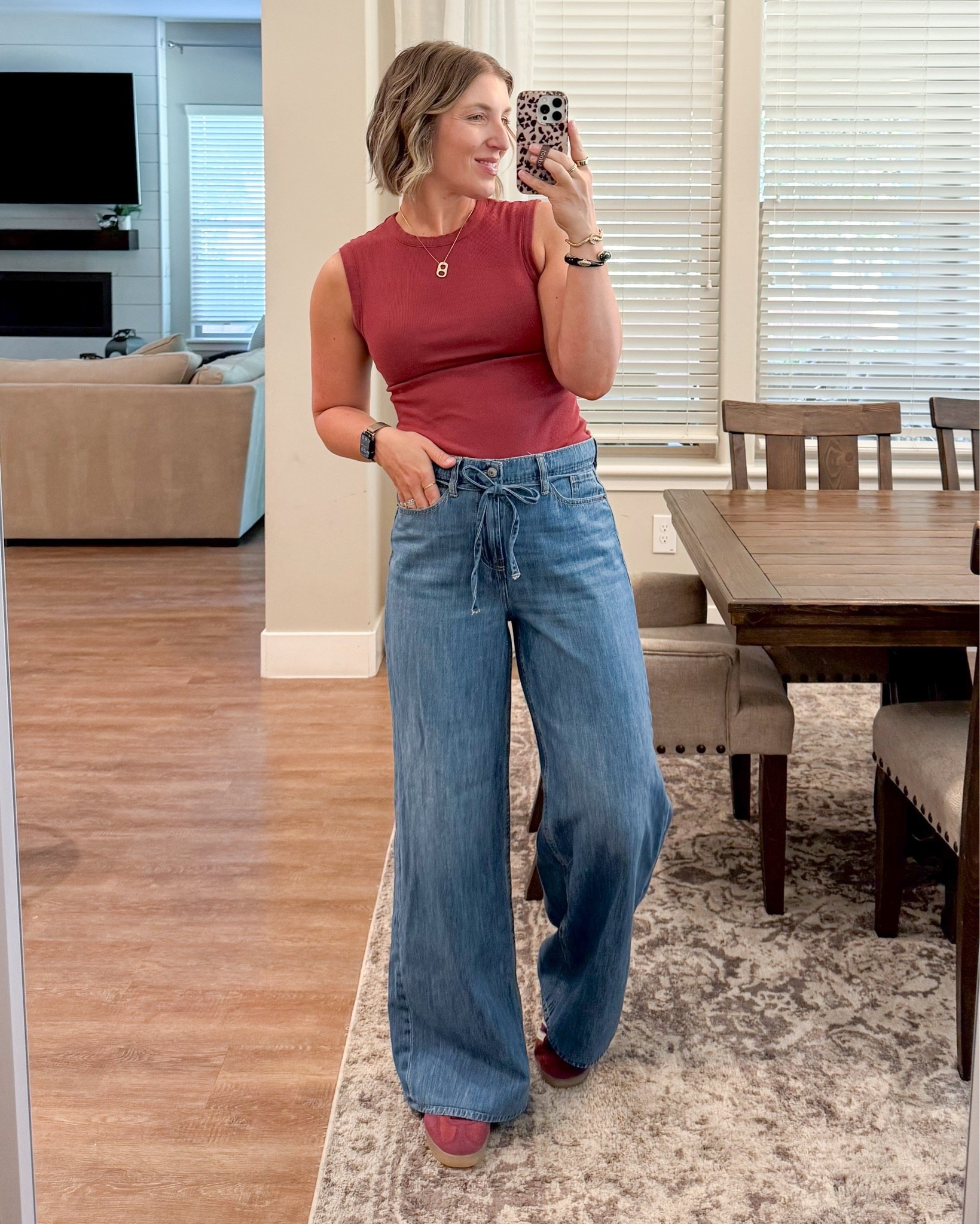 Tie waist Old Navy jeans - (tie can be removed) - love the wide leg pants!

#LTKdayinmylife #LTKmomlife