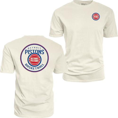 Detroit Pistons NBA Officially Licensed T-Shirt Ringspun Front/Back Ivory, Large | Amazon (US)
