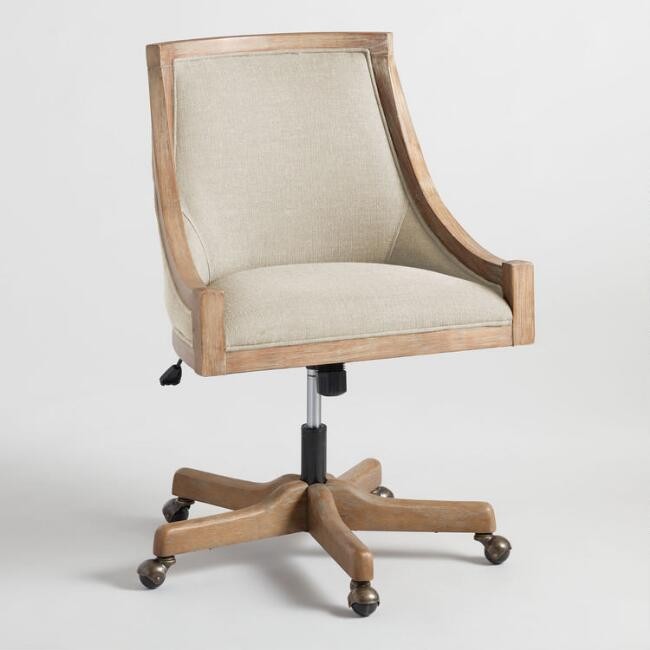 Natural Linen Henry Upholstered Office Chair | World Market