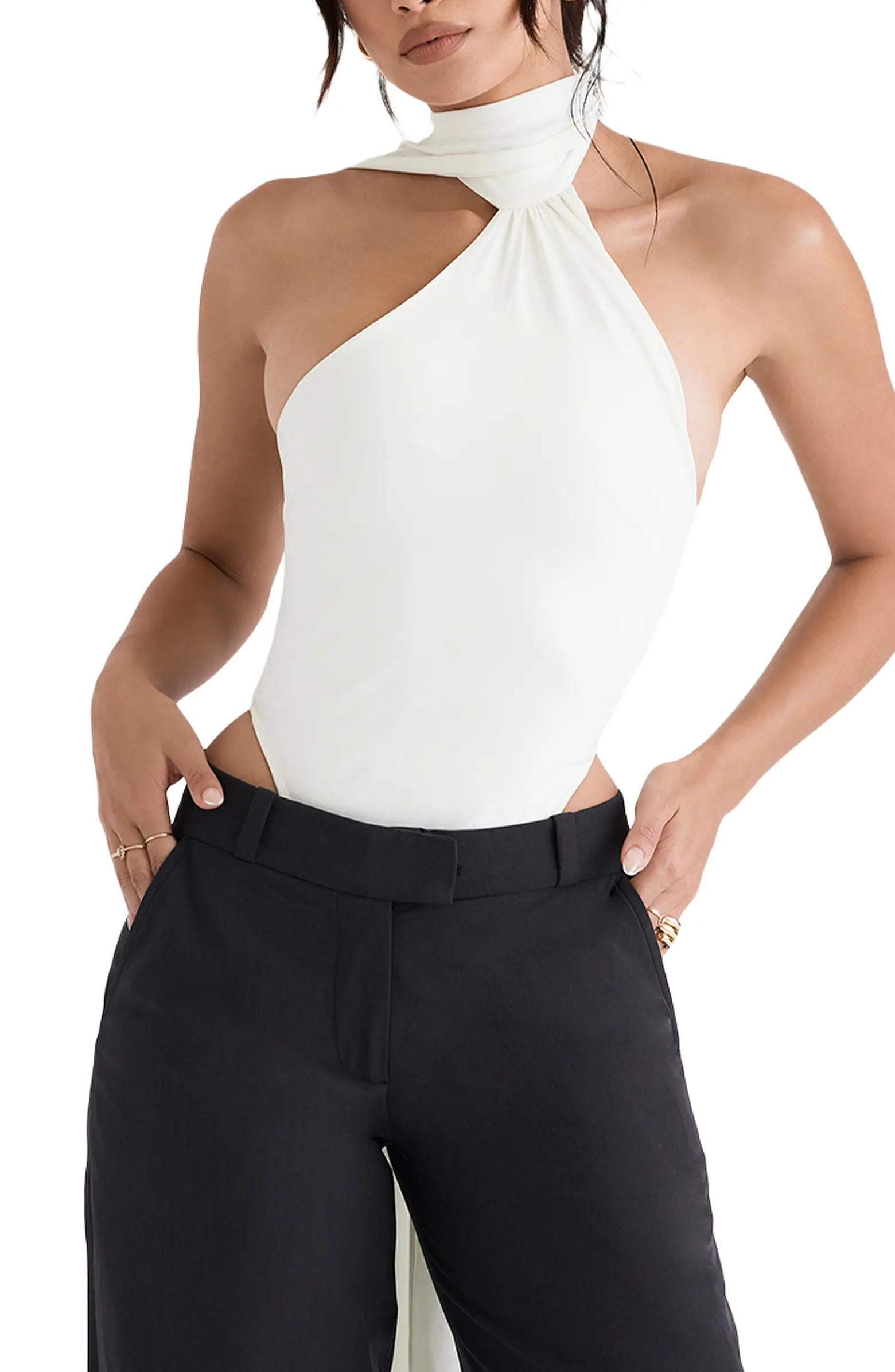 Farrah Halter Neck Satin Bodysuit | Nordstrom