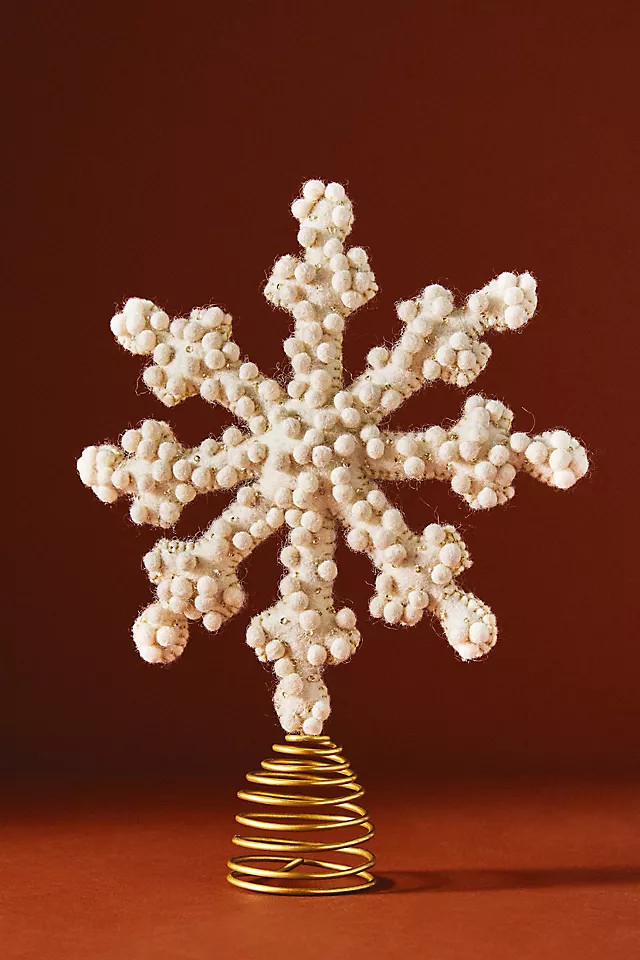 Holly Pommed Snowflake Tree Topper | Anthropologie (US)