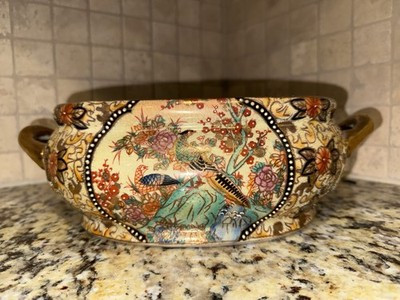 Vintage Japanese Porcelain Hand painted Foot Bath Floral Koi Fish Gold Accents | eBay US