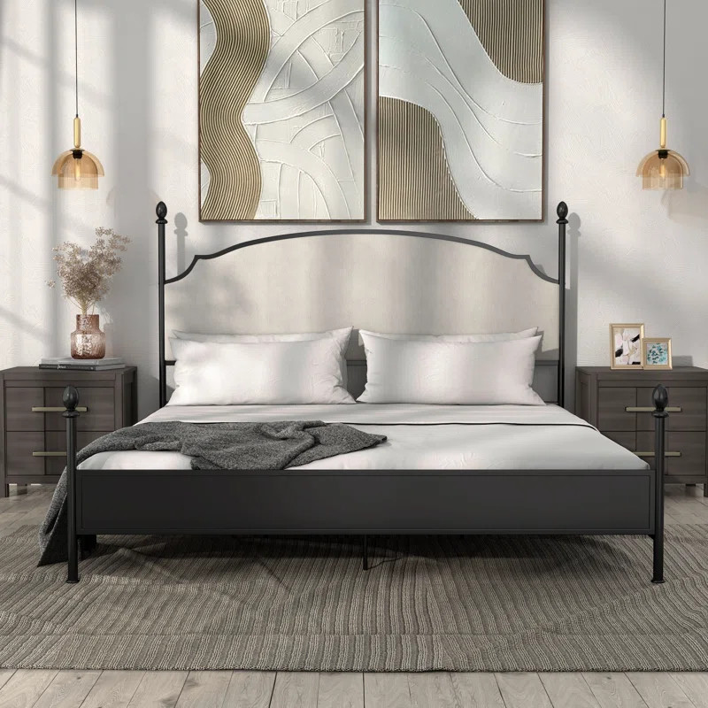 Upholstered Metal Four Poster Bed | Wayfair North America