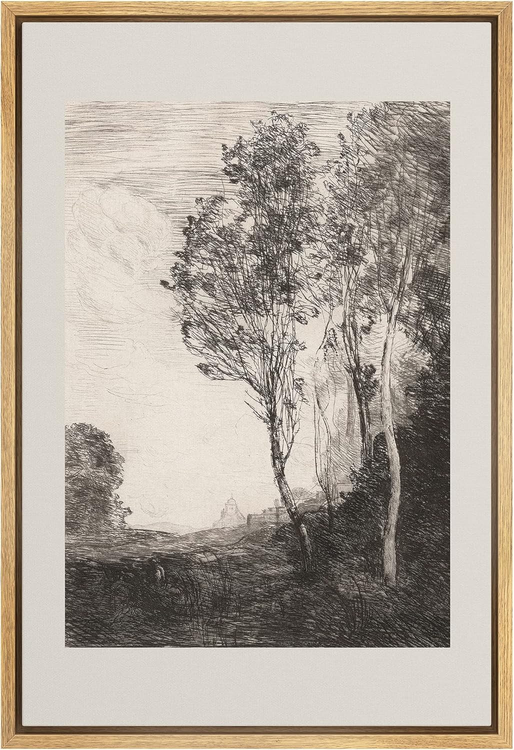 IDEA4WALL Framed Canvas Print Wall Art Dark Country Tree Field Forest Nature Wilderness Illustrat... | Amazon (US)