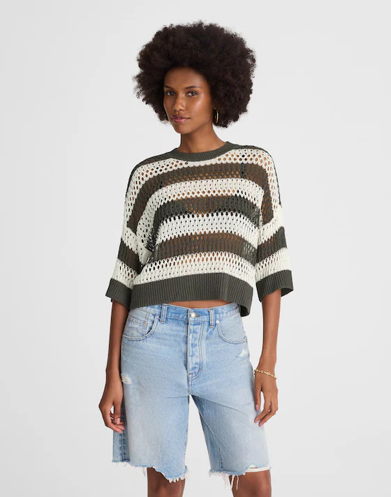 Relaxed Open-Stitch Sweater Tee | Madewell | Madewell