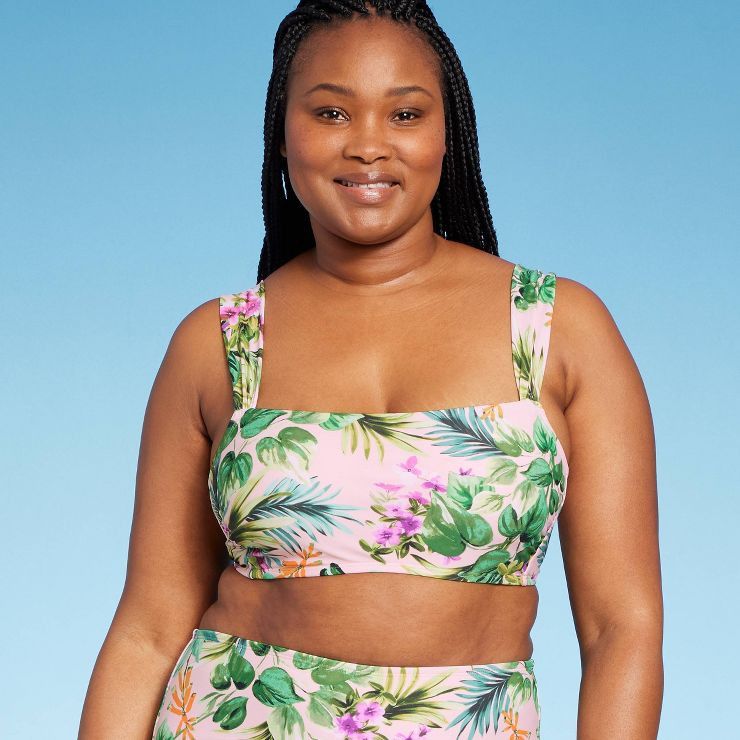 Women's Botanical Floral Print Bikini Top - Kona Sol™ Light Pink | Target