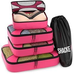 Amazon.com: Shacke Pak - 5 Set Packing Cubes - Travel Organizers with Laundry Bag (Precious Pink)... | Amazon (US)