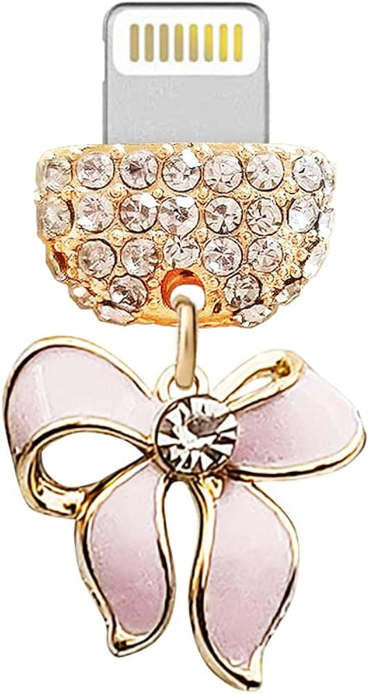 ELISE & FONDA CP466 USB Charging Port Crystal Anti Dust Plug Little 3D Bow Phone Charm for iPhone... | Amazon (US)