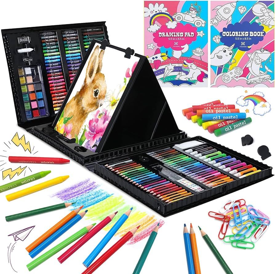 276 PCS Art Supplies Drawing Art Kit for Kids Adults Set with Double Sided Trifold Easel Box with... | Amazon (US)