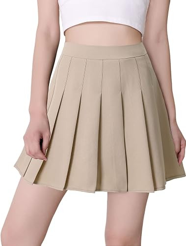 Hoerev Women Girls Short High Waist Pleated Skater Tennis Skirt | Amazon (US)