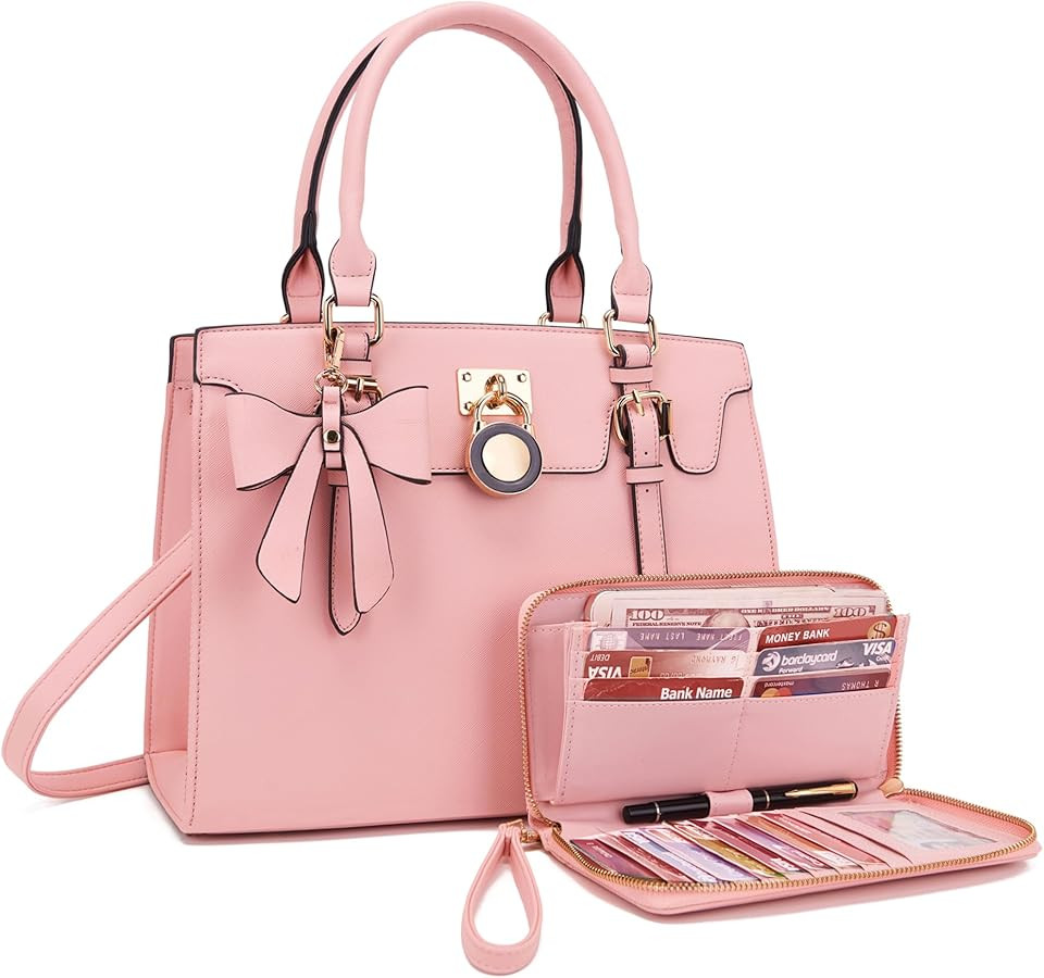 Qiyuer Women Purses And Handbags Set Ladies Top Handle Satchel Tote Shoulder Work Bag With Matchi... | Amazon (US)